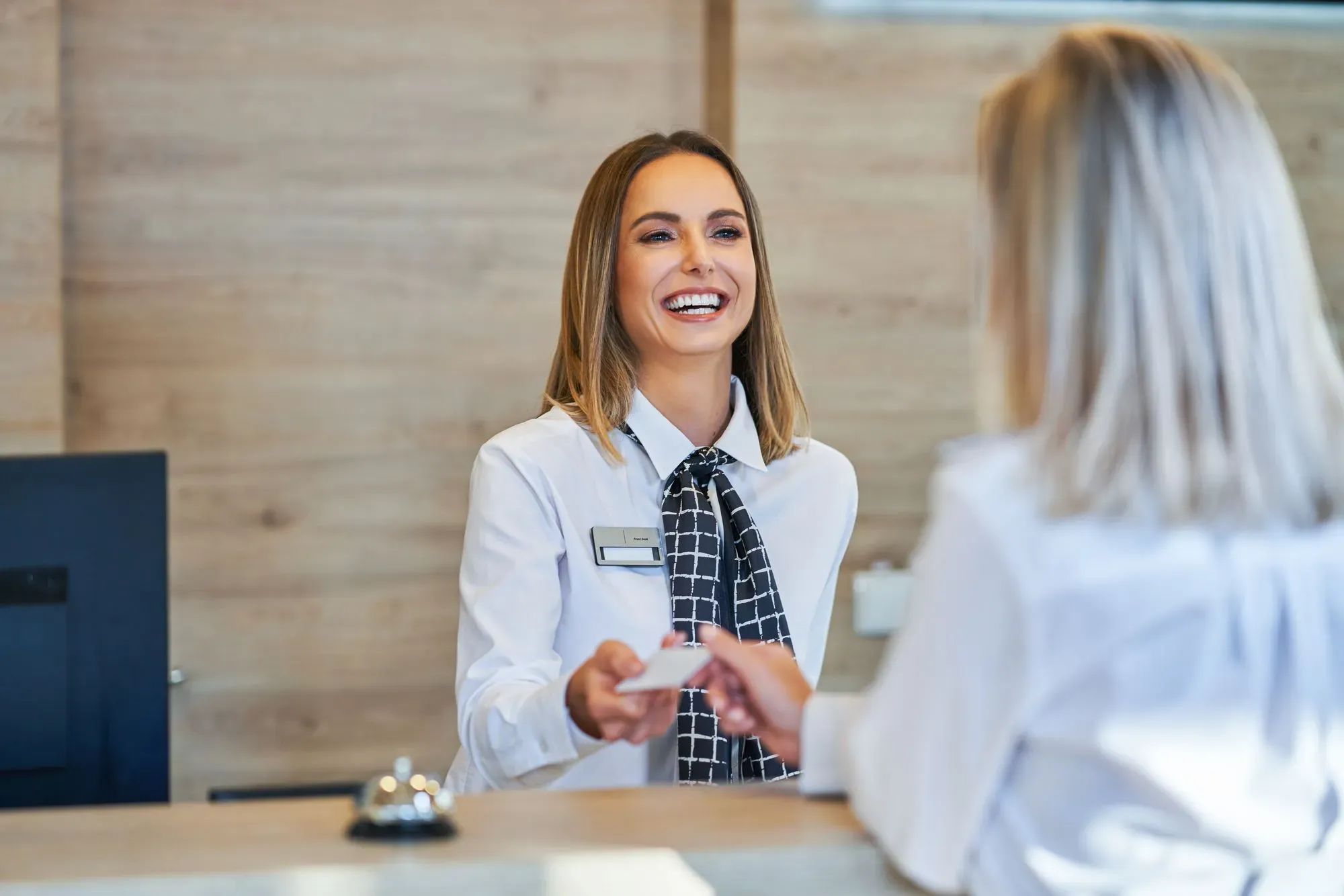 woman facing on white counter